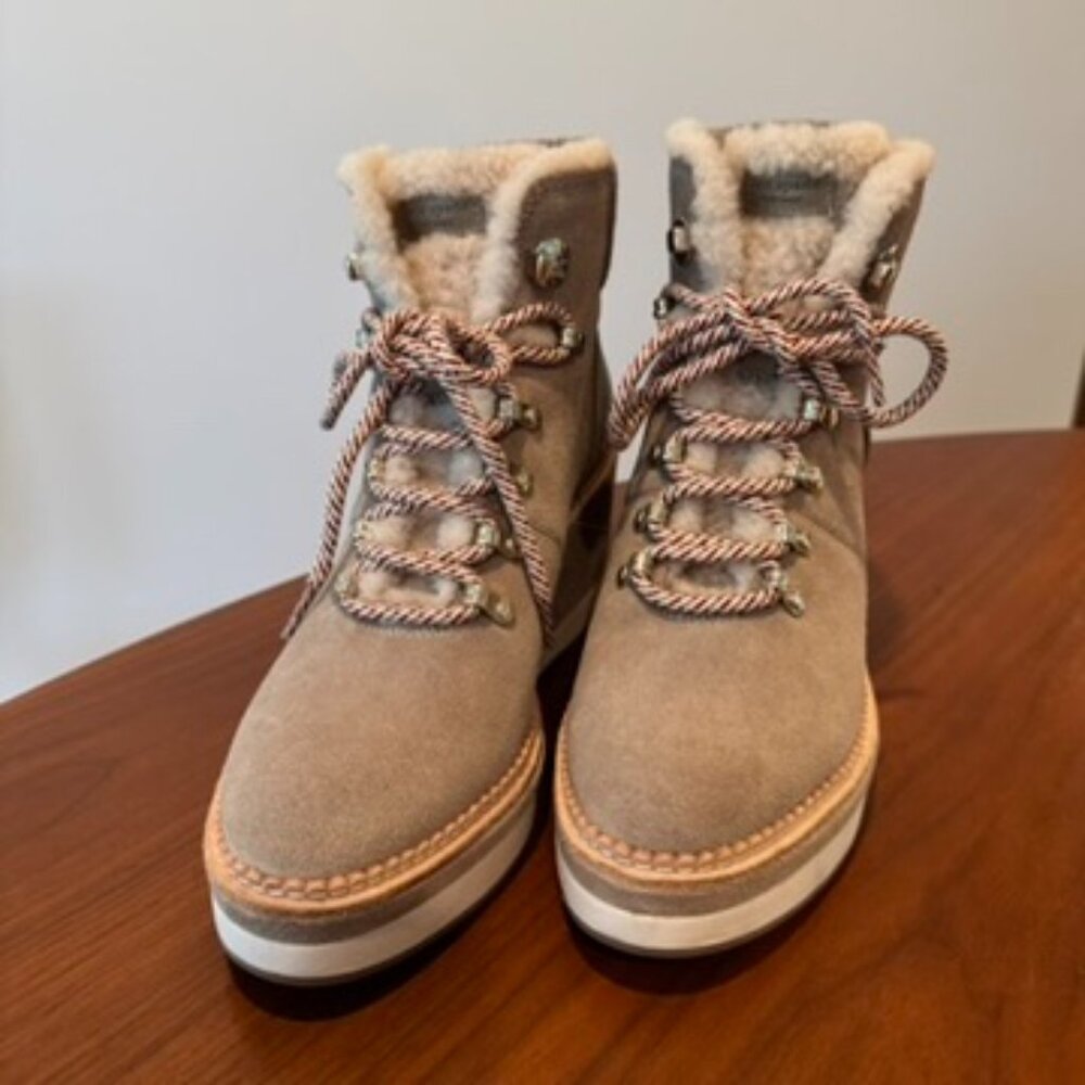 Kate Spade Lace Up Willow Wedge Boots size 8
